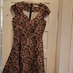 Black and tan print dress